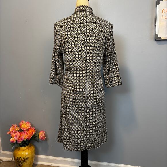 Express Geometric Print Button Up Shirt Dress Collared 3/4 Sleeve Timeless 11/12 - Picture 2 of 9